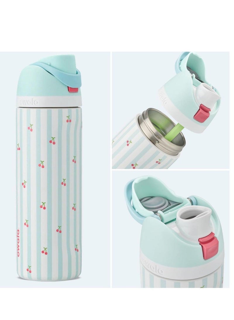 （Pillow Fight Cerises 24OZ）Freesip Insulated Stainless Steel Water Bottle With Straw For Sports And Travel, Bpa-Free, LIMITED EDITION Birthday Bash - view 2